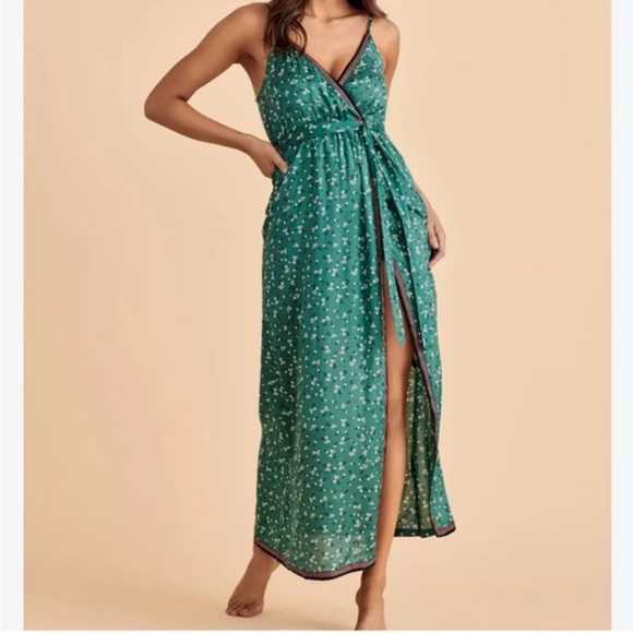 Billabong Blue and Green Maxi Sundress with Slit - Picture 3 of 7